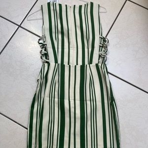 Nwt JOA green striped cutout side dress